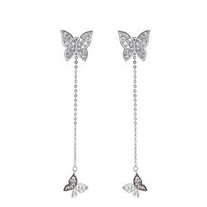 925 Sterling Silver Diamond Butterfly Earrings